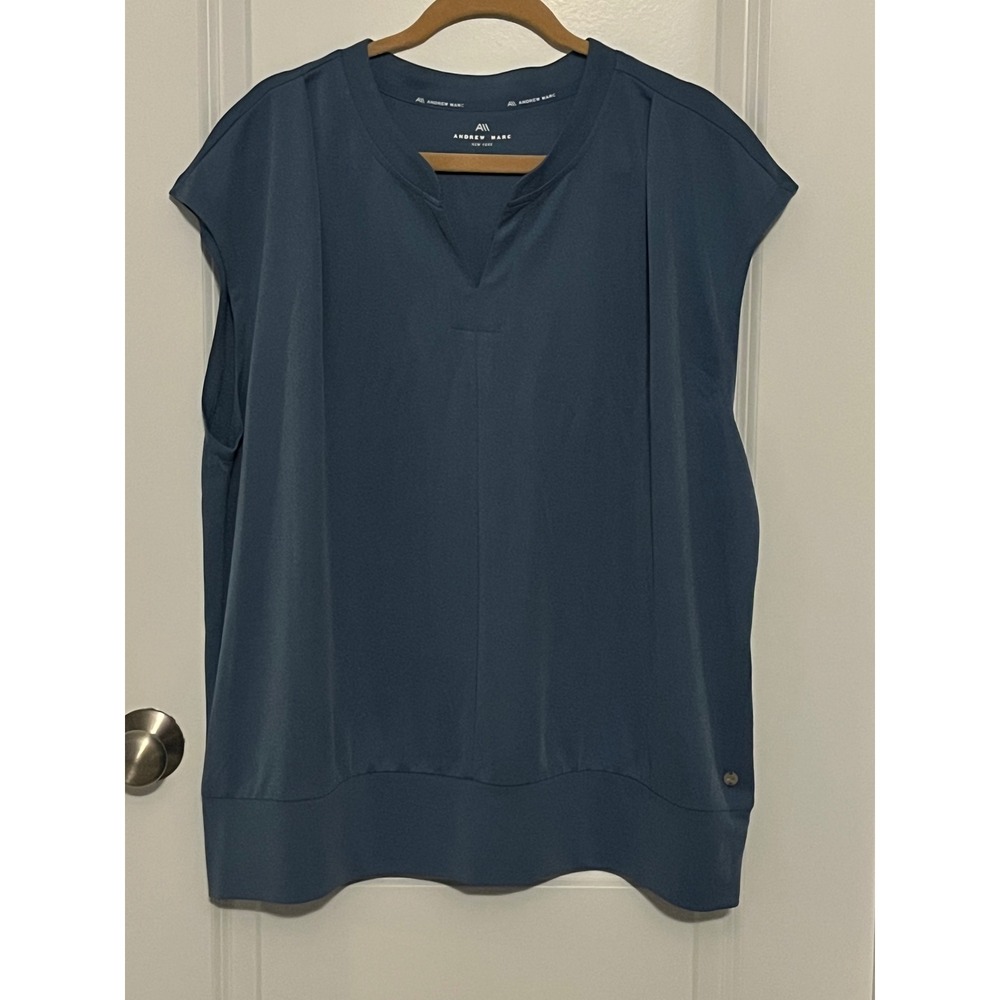 Andrew Marc‎ Women's Blue V-Neck Sleeveless Top Plus Size 3X Modal Polyester